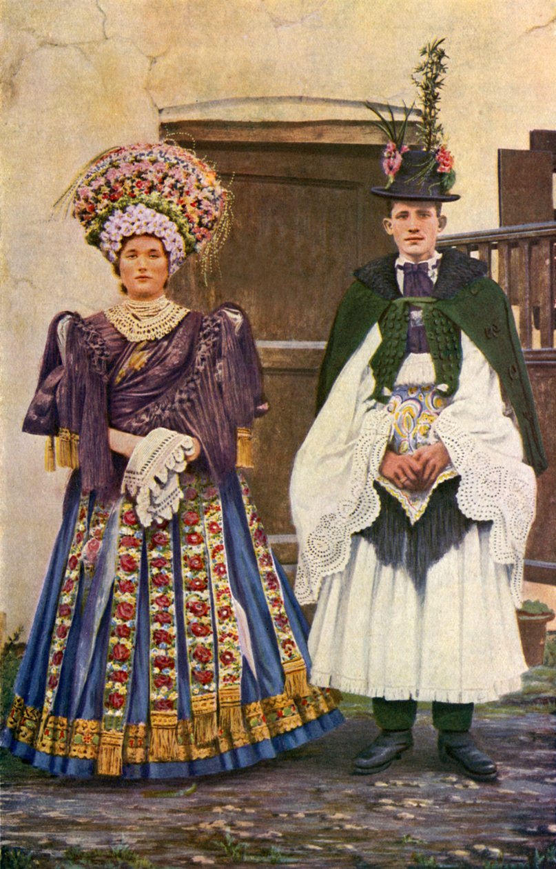 Hungary: Peasant Couple in Bridal Array by English Photographer