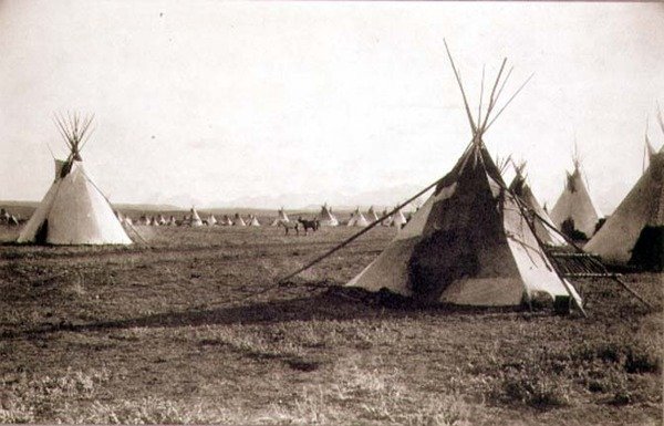 Indian Tents, photographed by the Royal Engineers on the Forty-Ninth Parallel by English Photographer