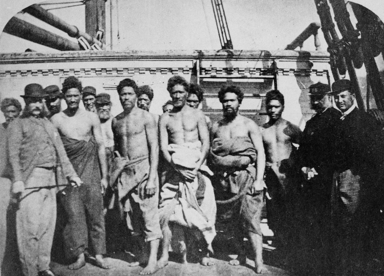 Maori Prisoners on Board a Prison Hulk in Wellington Harbour by English Photographer