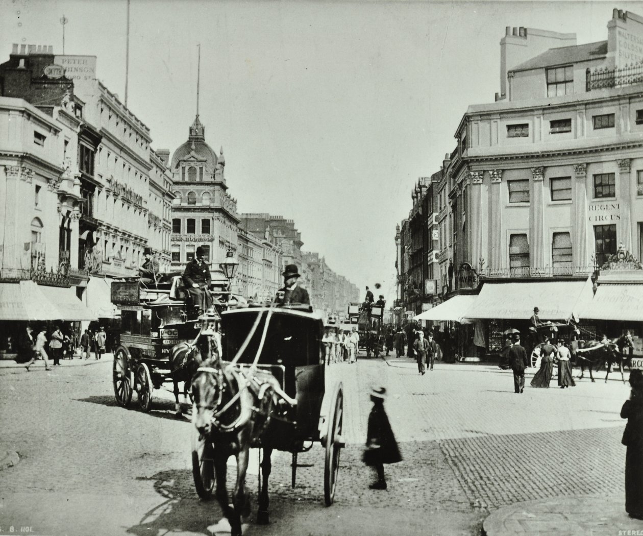 Oxford Circus, Westminster LB: looking east, 1890 by English Photographer