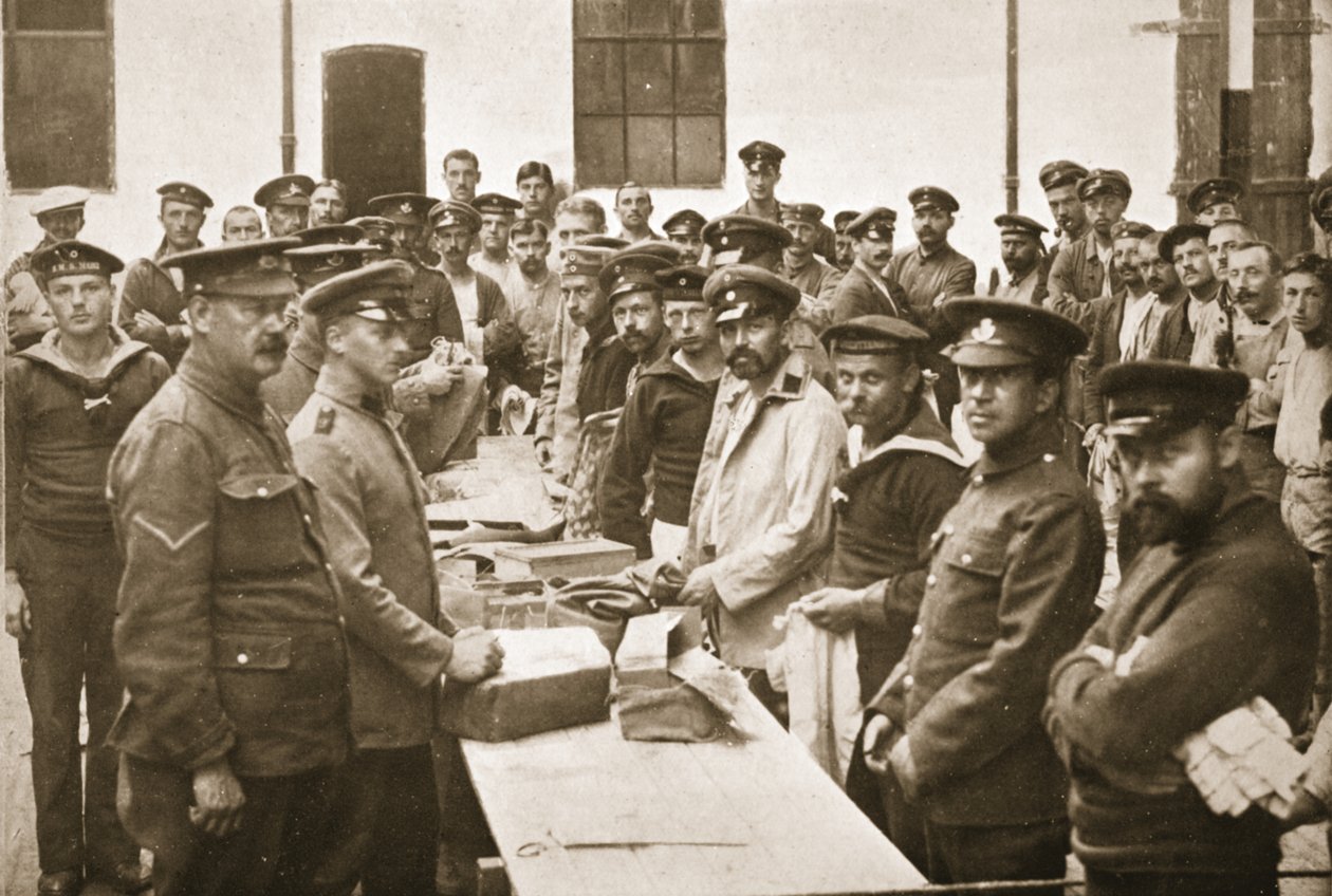 Parcels Arriving from Home, Handforth, illustration from German Prisoners in Great Britain by English Photographer