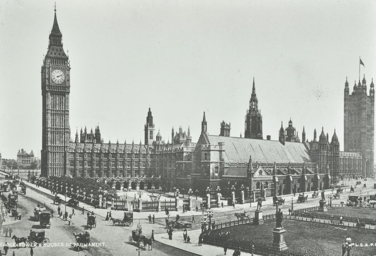 Parliament Square, Westminster: looking east to Big Ben and Houses of Parliament, 1895 by English Photographer