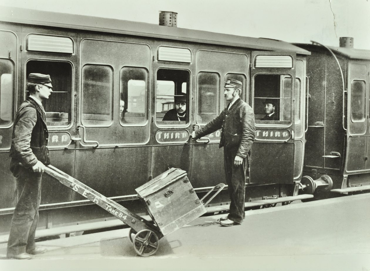 Platform Porters at a Railway Station, 1885 by English Photographer