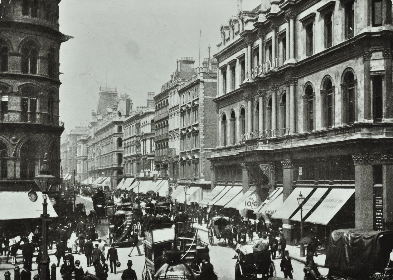 Poultry, looking west to Cheapside, City of London, 1890 by English Photographer