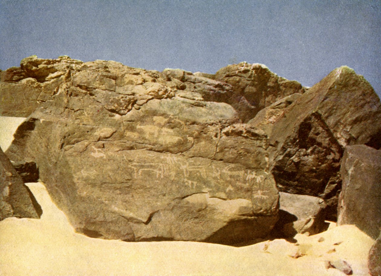 Rock bearing prehistoric hieroglyphics, Egypt by English Photographer