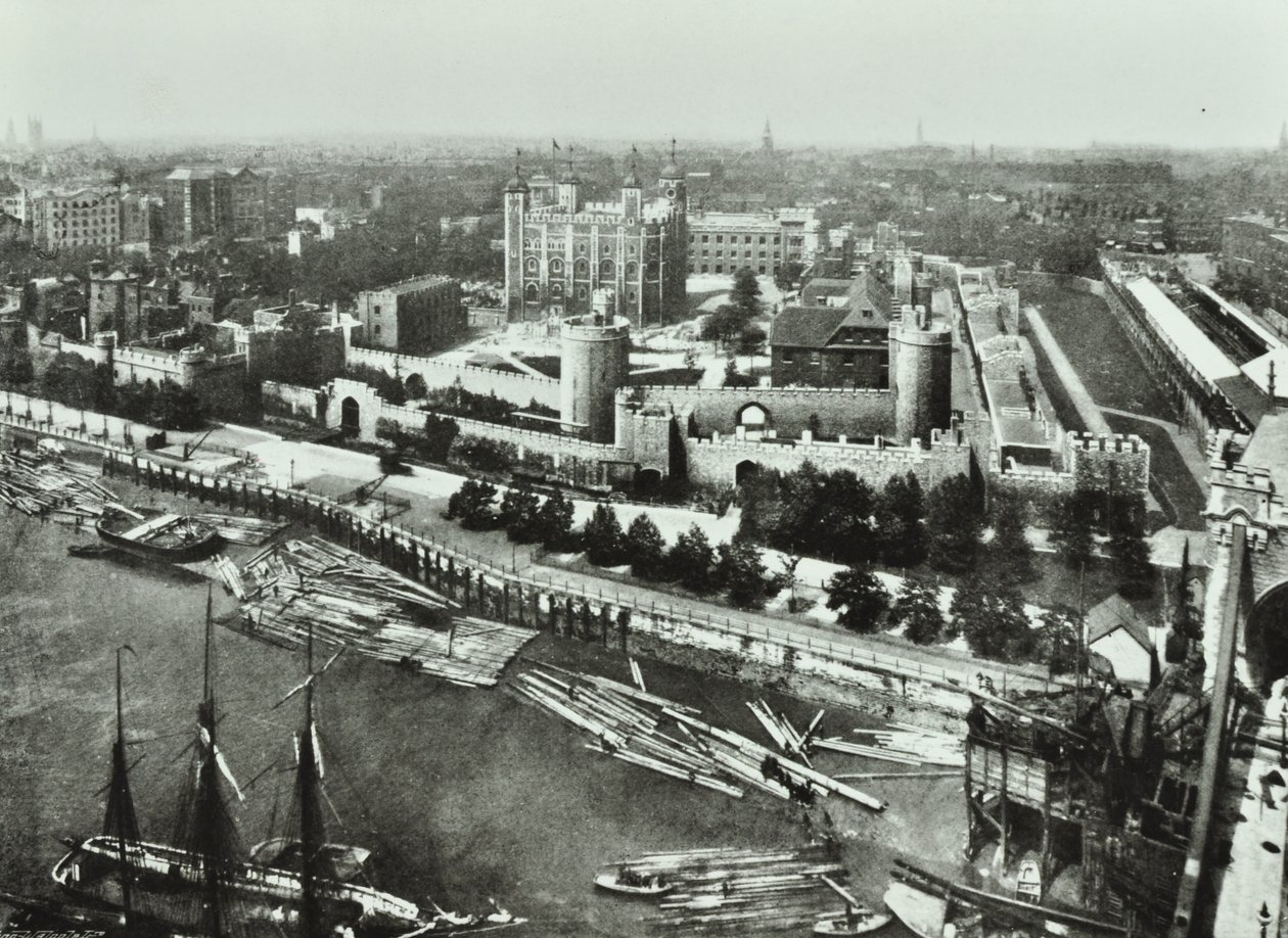 Tower of London: from Tower Bridge, 1890 by English Photographer