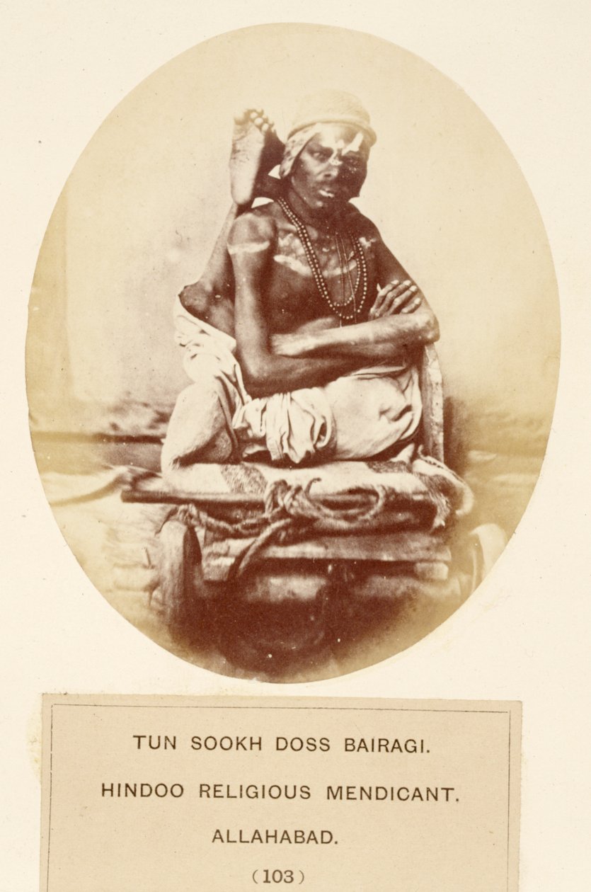 Tun Sookh Doss Bairago, Hindu Religious Mendicant, Allahabad, from The People of India, by J. Forbes Watson, published 1868 by English Photographer
