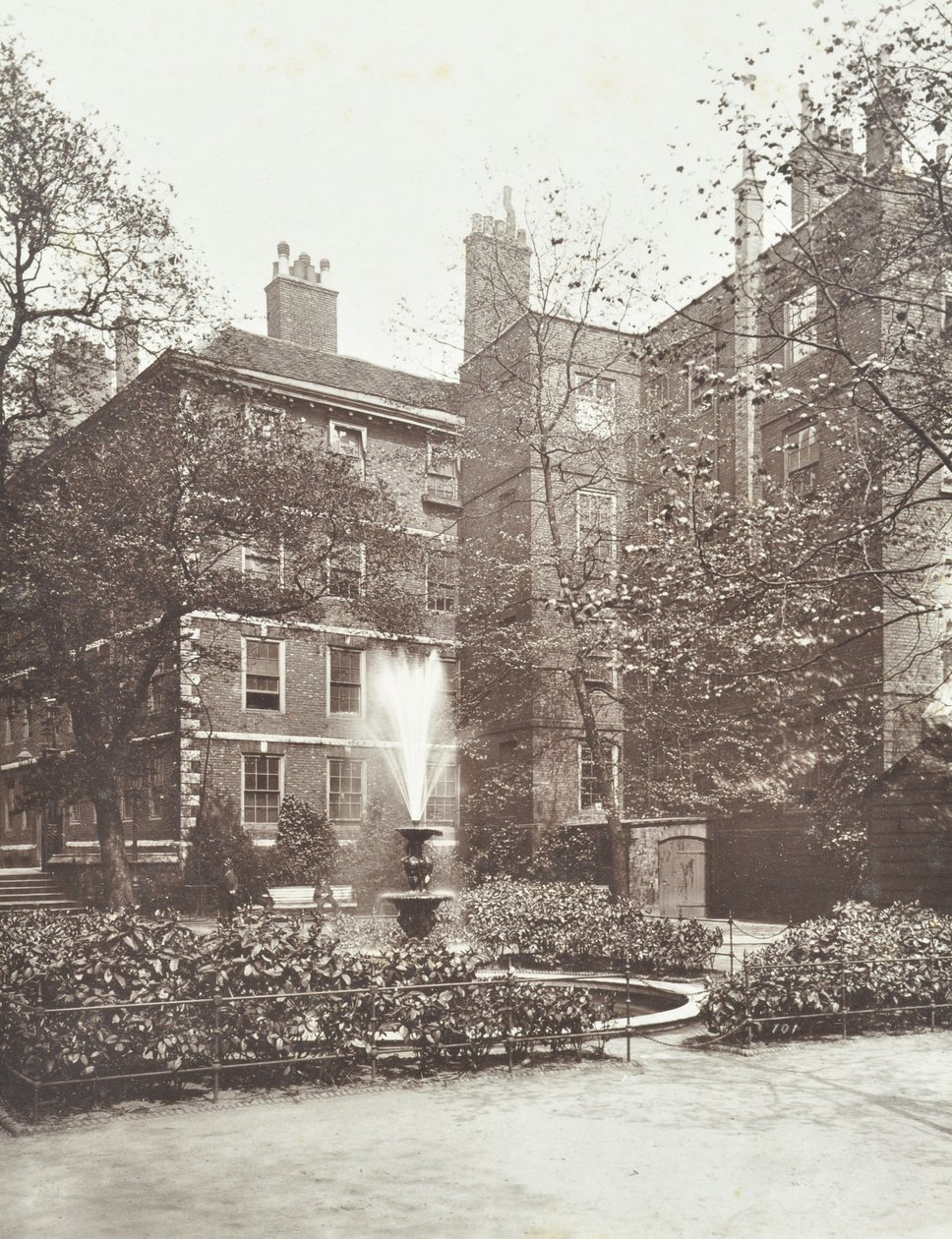 View of Water Fountain at Middle Temple Fountain Court, London, 1884 by English Photographer