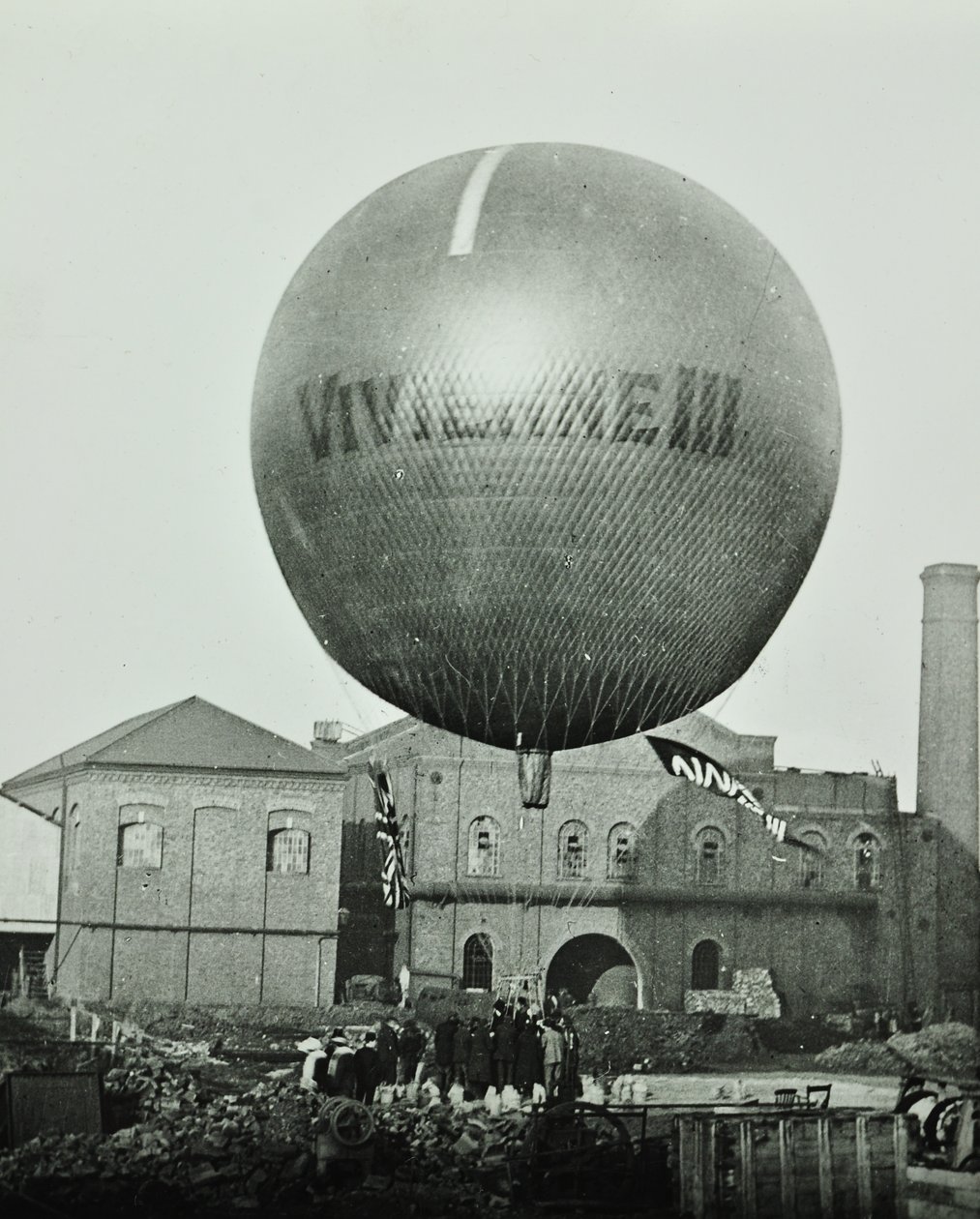 Vivienne III Balloon in Front of the Wandsworth Gas Company, 1898 by English Photographer