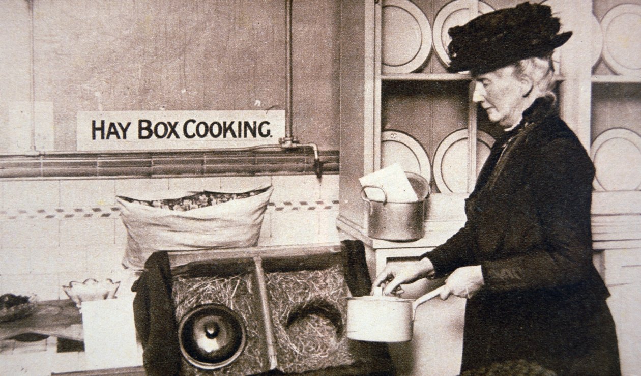 WWI British Home Front: Economy Cooking with a Hay Box by English Photographer