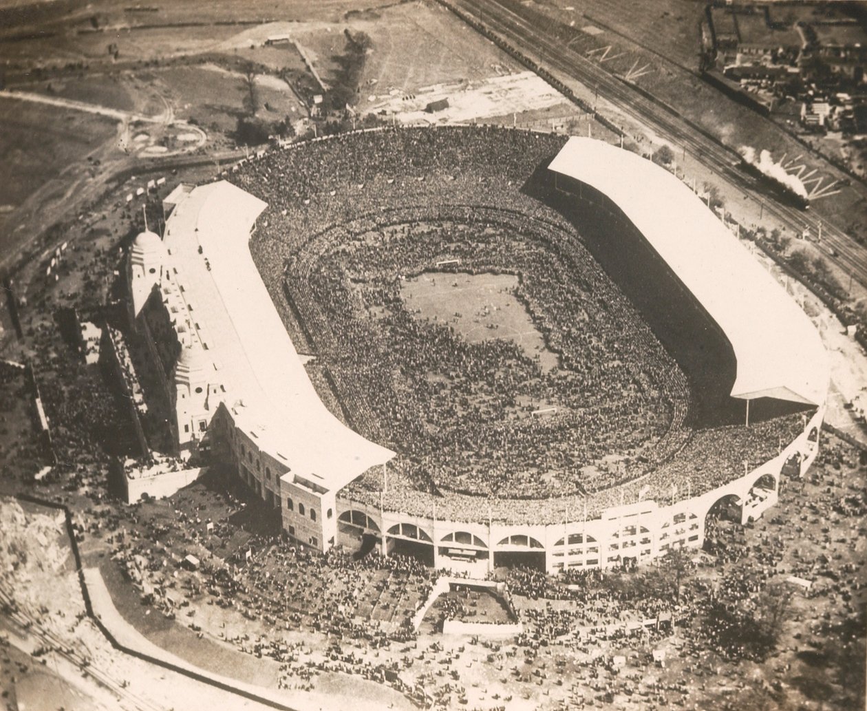 West Ham United vs. Bolton Wanderers, the first football match to be played at the new Wembley Stadium, 1923 by English Photographer
