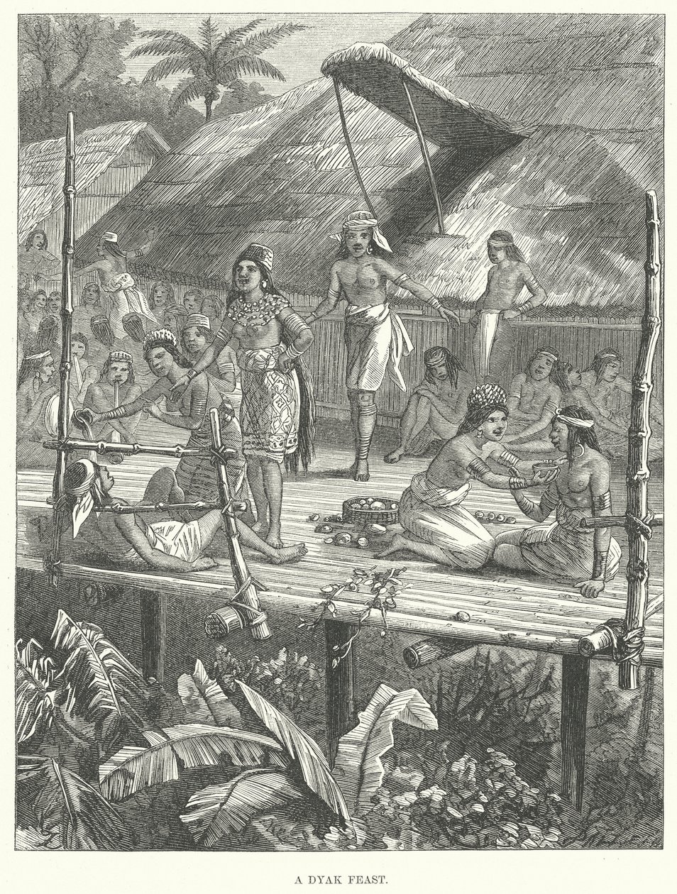 A Dyak Feast by English School