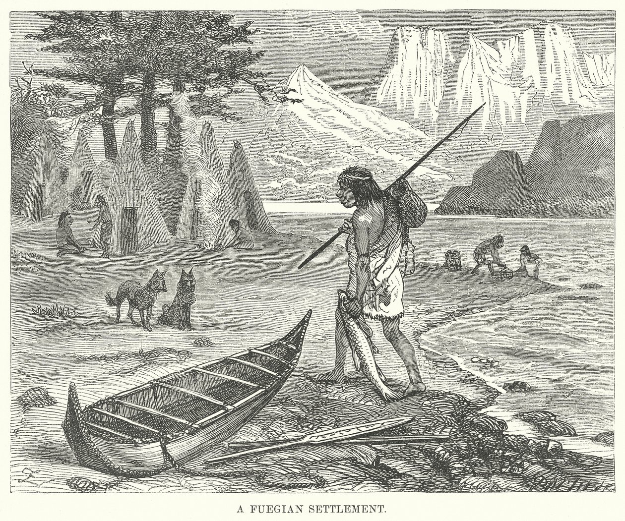 A Fuegian Settlement by English School