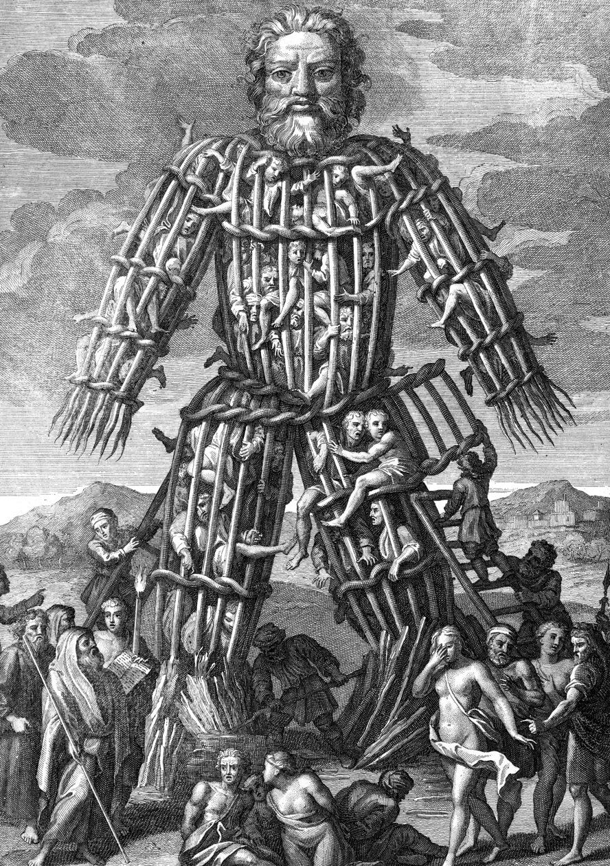 A Huge Colossus made of Osier Twigs, in which Men were burnt alive in Honour of the Gods, engraved by Cornelis Huyberts, illustration to Caesars Commentaries translated into English by William Duncan by English School