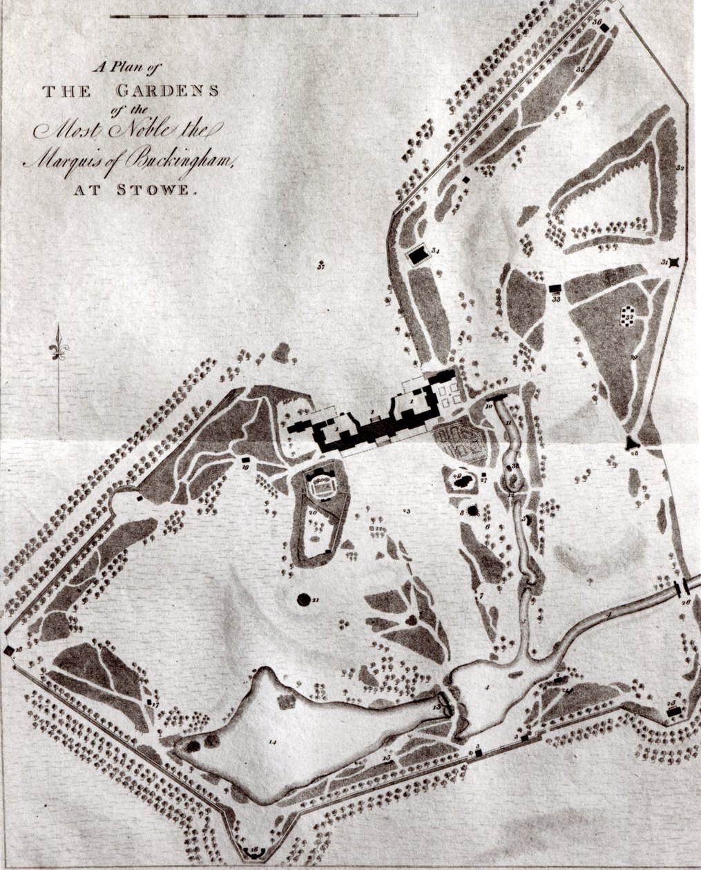 A Plan of the Gardens of the Most Noble Marquis of Buckingham at Stowe, from the Visitors Guide Book, published in 1797 by English School