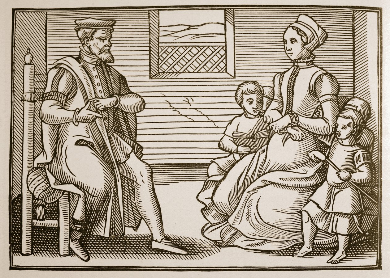 A Puritan Family, from Tenor of the Whole Psalms in Four Parts, 1563 by English School