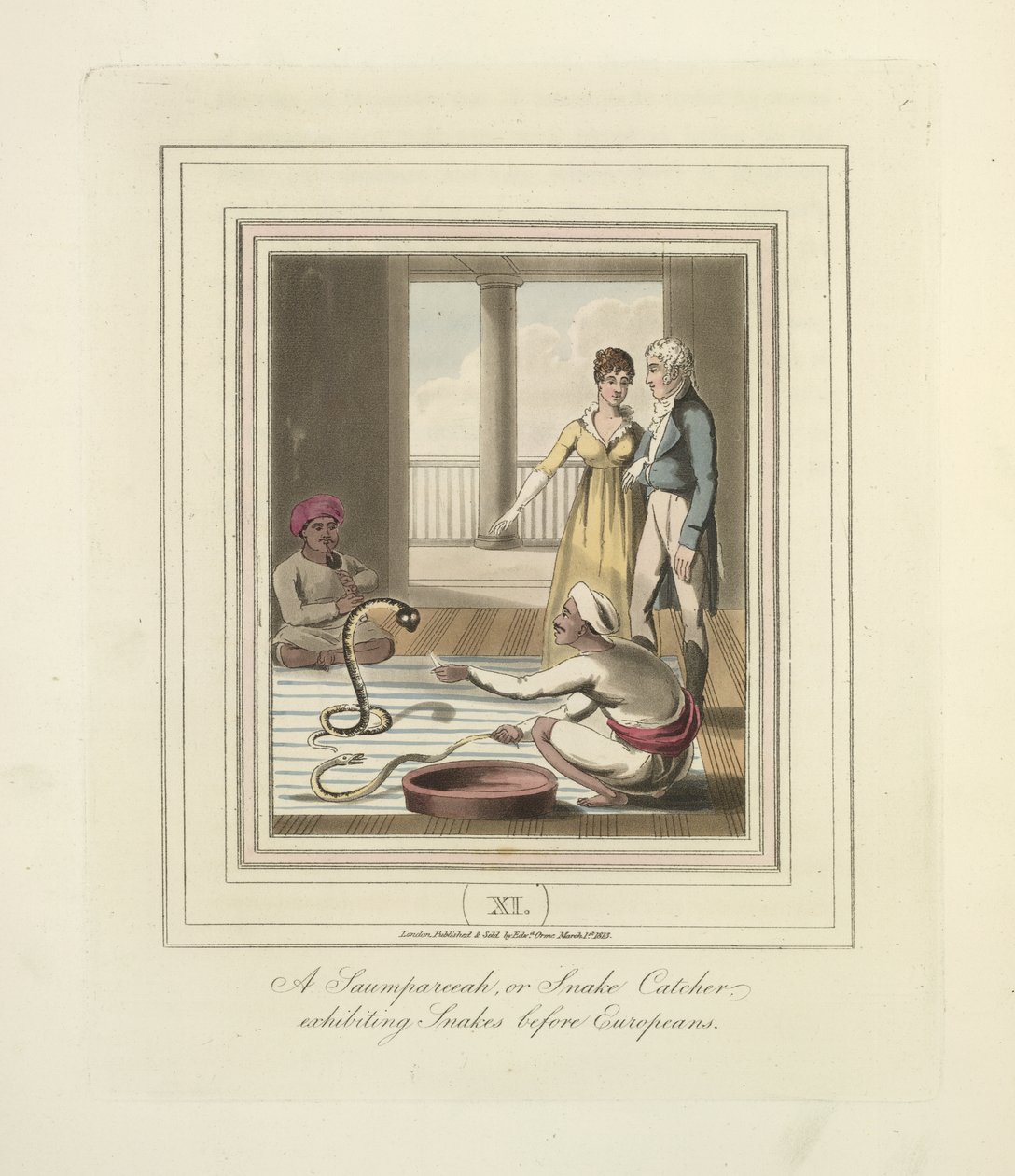 A Saumpareeah or Snake Catcher exhibiting snakes before Europeans, c.1824 by English School