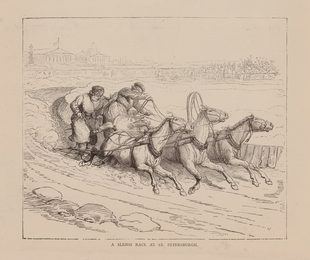 A Sleigh Race at St Petersburg by English School