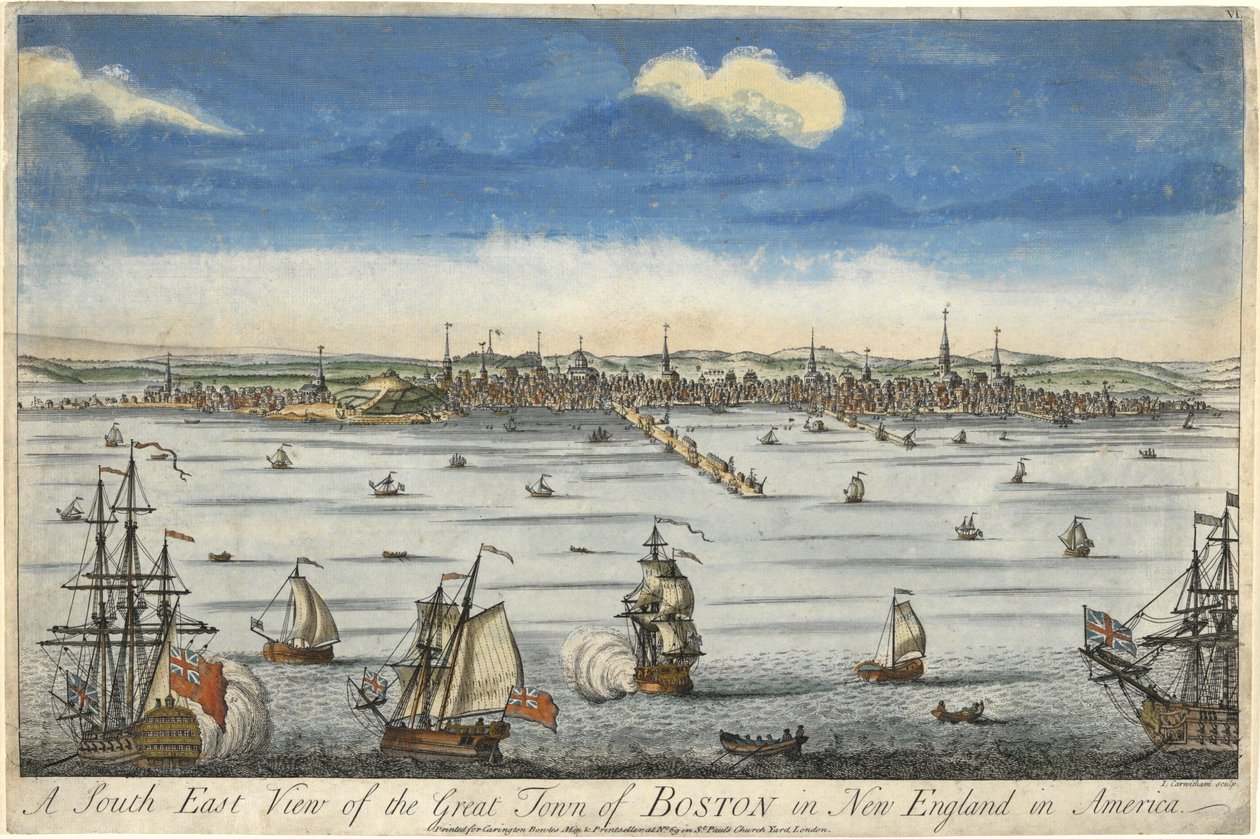 A South East View of the Great Town of Boston in New England, c. 1730 by English School