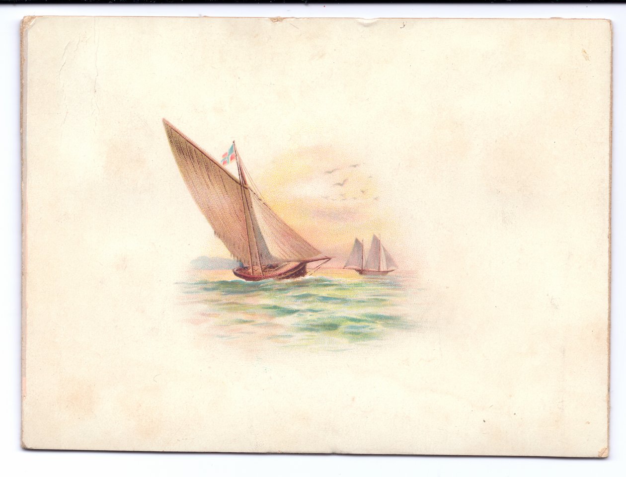 A Victorian New Year Card with Yachts Sailing in the Moonlight (c.1895) by English School