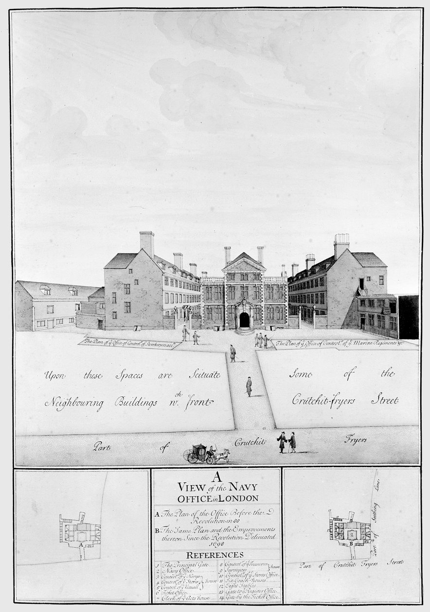 A View of the Navy Office in London by English School