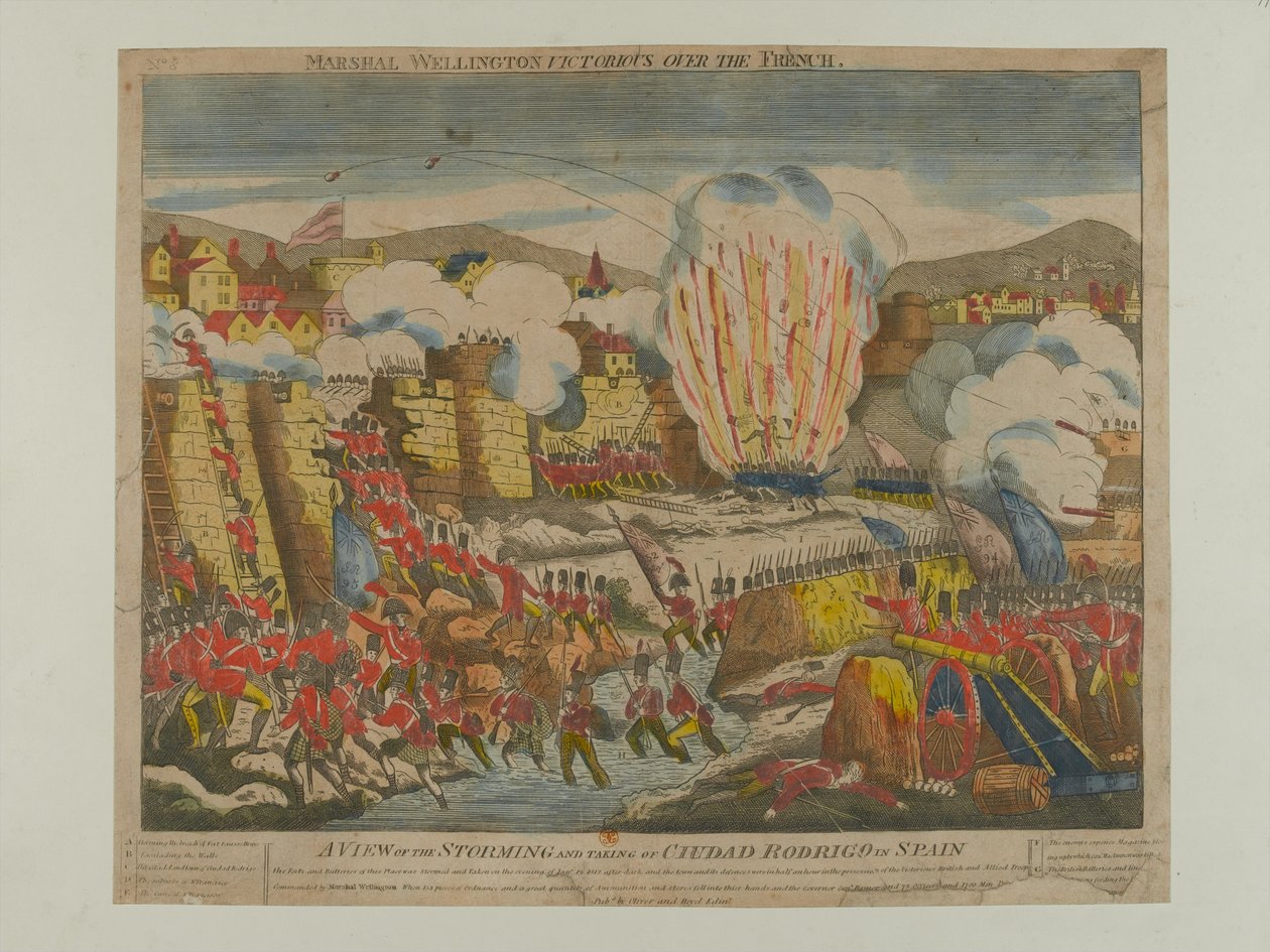A View of the Storming and Taking of Ciudad Rodrigo in Spain 1812, published by Oliver and Boyd 1812 by English School