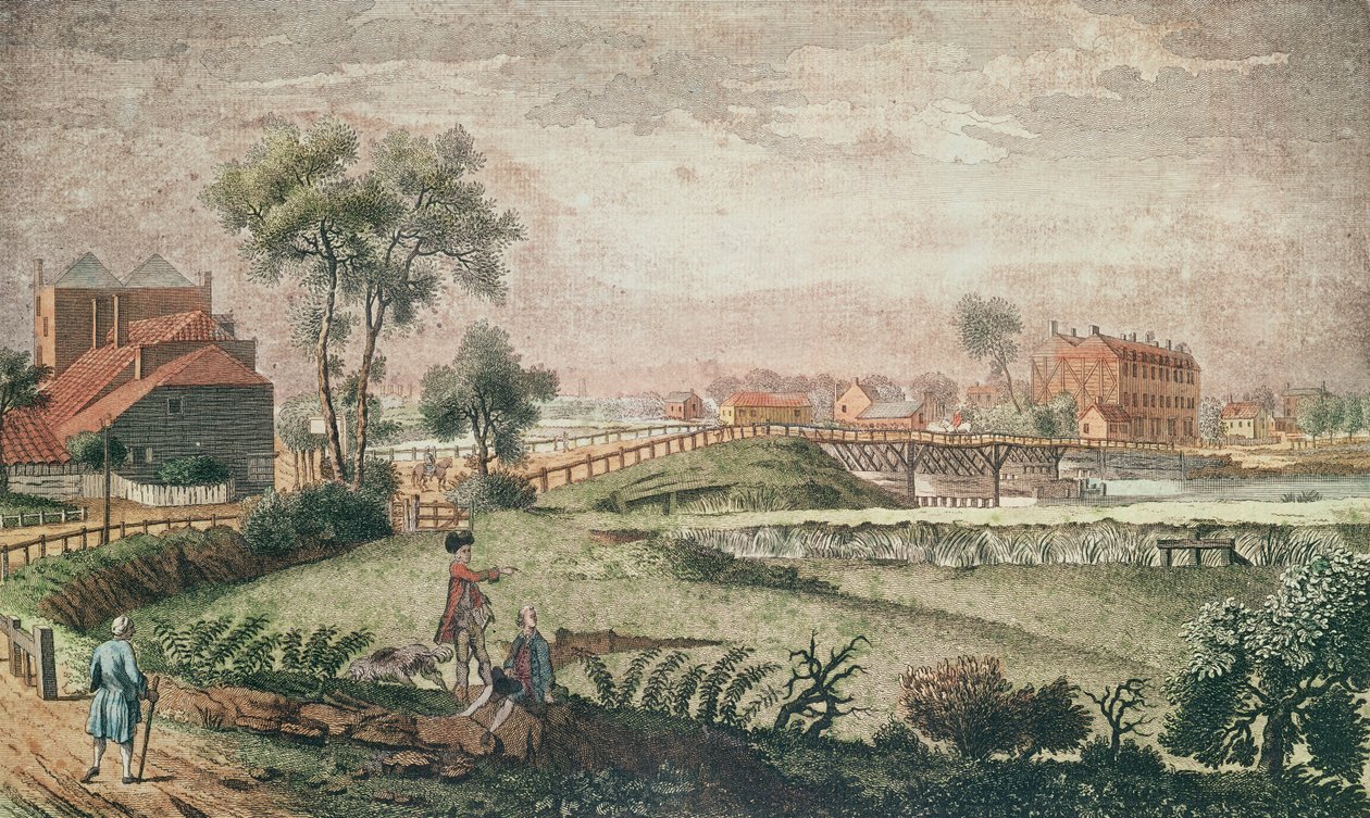 A West View of Chelsea Bridge, 1761 by English School