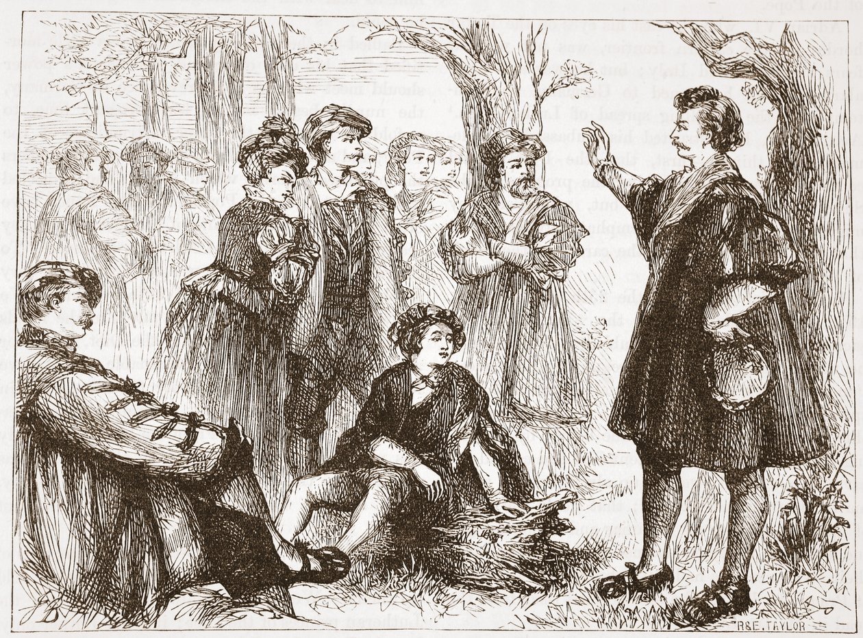 A Wittemberg Student Preaching in Lime-Tree Meadow by English School