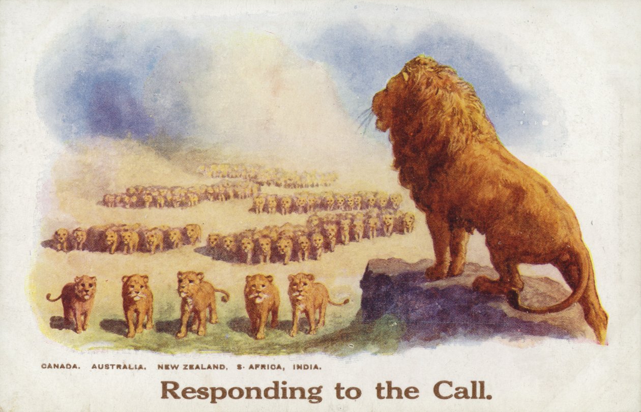 A Lion and His Pride as Britain and Her Empire in War by English School