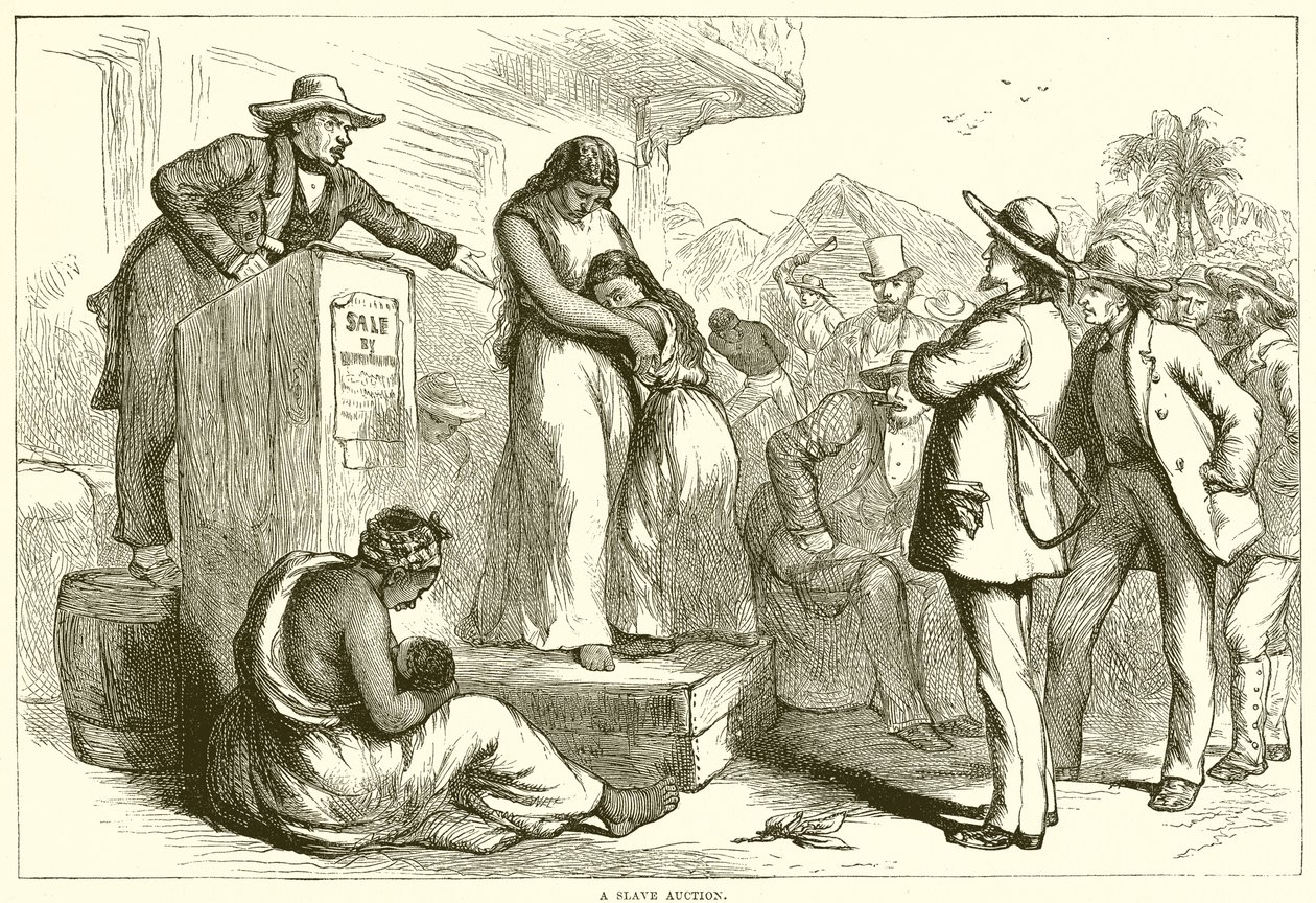 A Slave Auction by English School