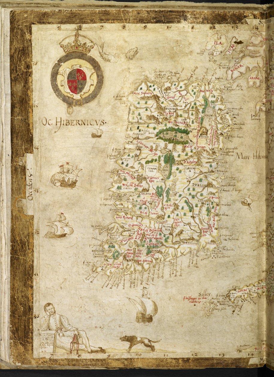 Map of Great Britain and Ireland, from 'Nowell-Burghley Atlas', detail ...