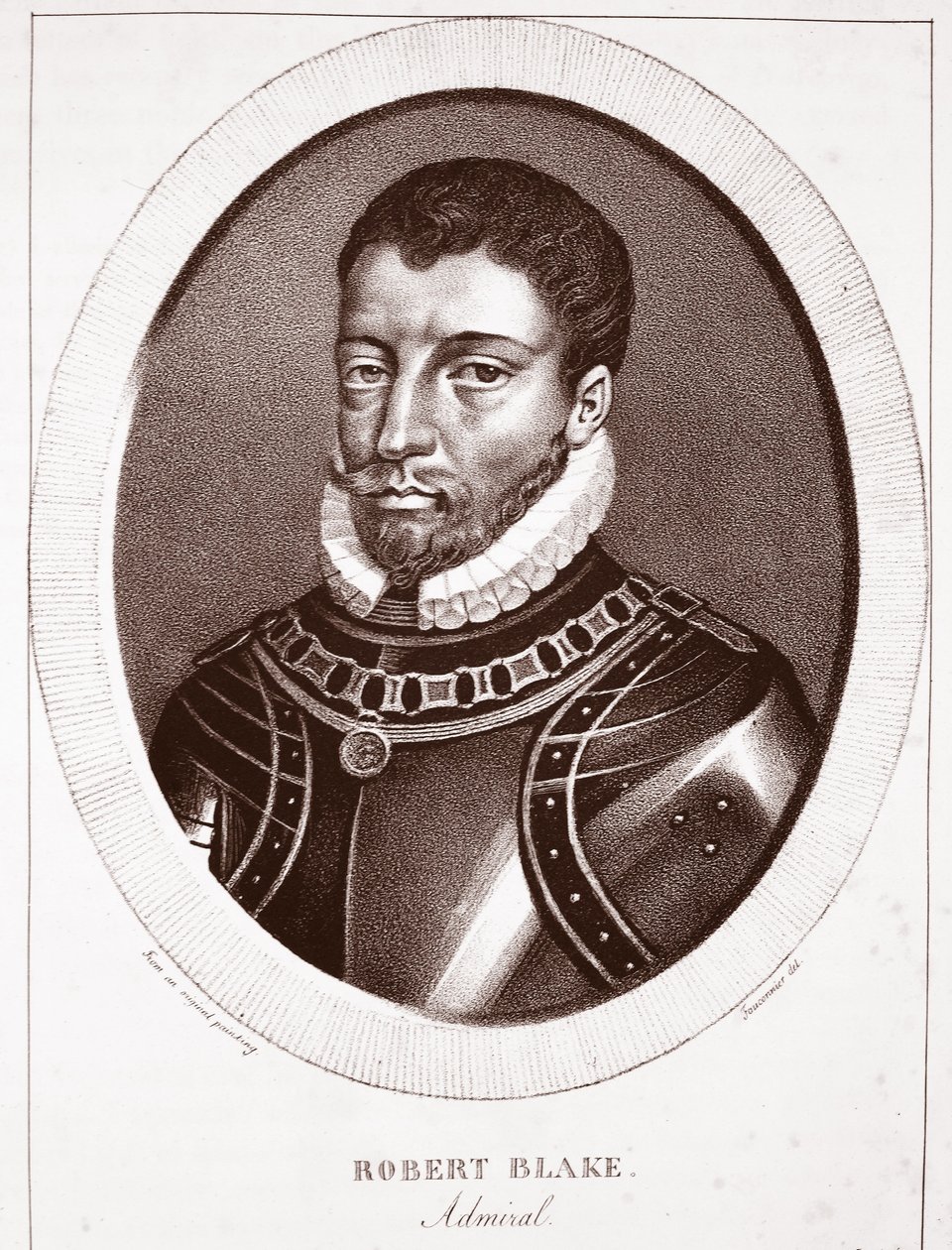 Admiral Robert Blake, engraved by de Langlume by English School
