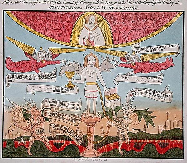 Allegorical Painting Beneath that of St. George with the Dragon in the Nave of the Chapel of the Trinity by English School