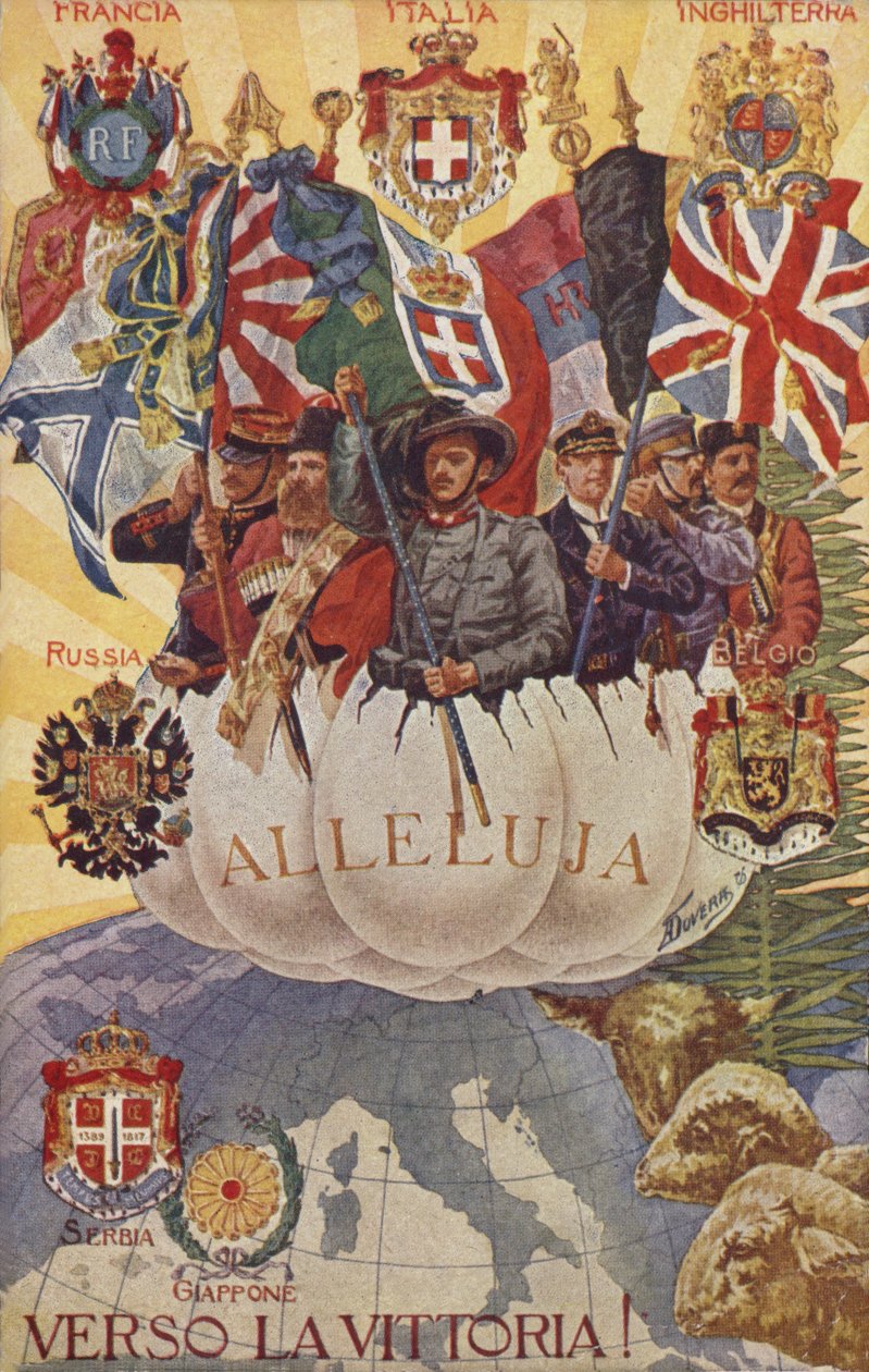 Allied Soldiers Raising Flags by English School