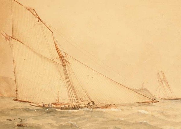 An Eight Meter Gaff rigged Topsail Cutter, The Royal Yacht Squadron, c.1860 by English School