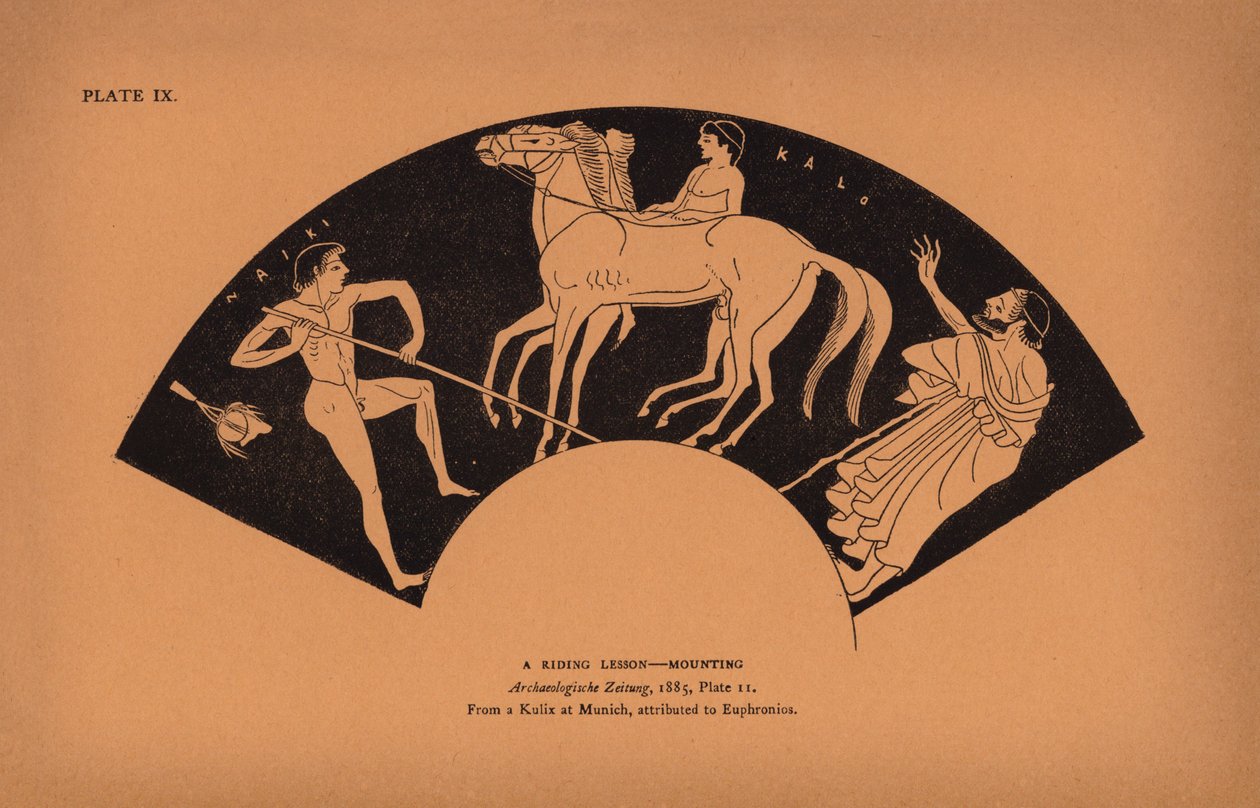 Ancient Greek Education: A Riding Lesson, Mounting by English School