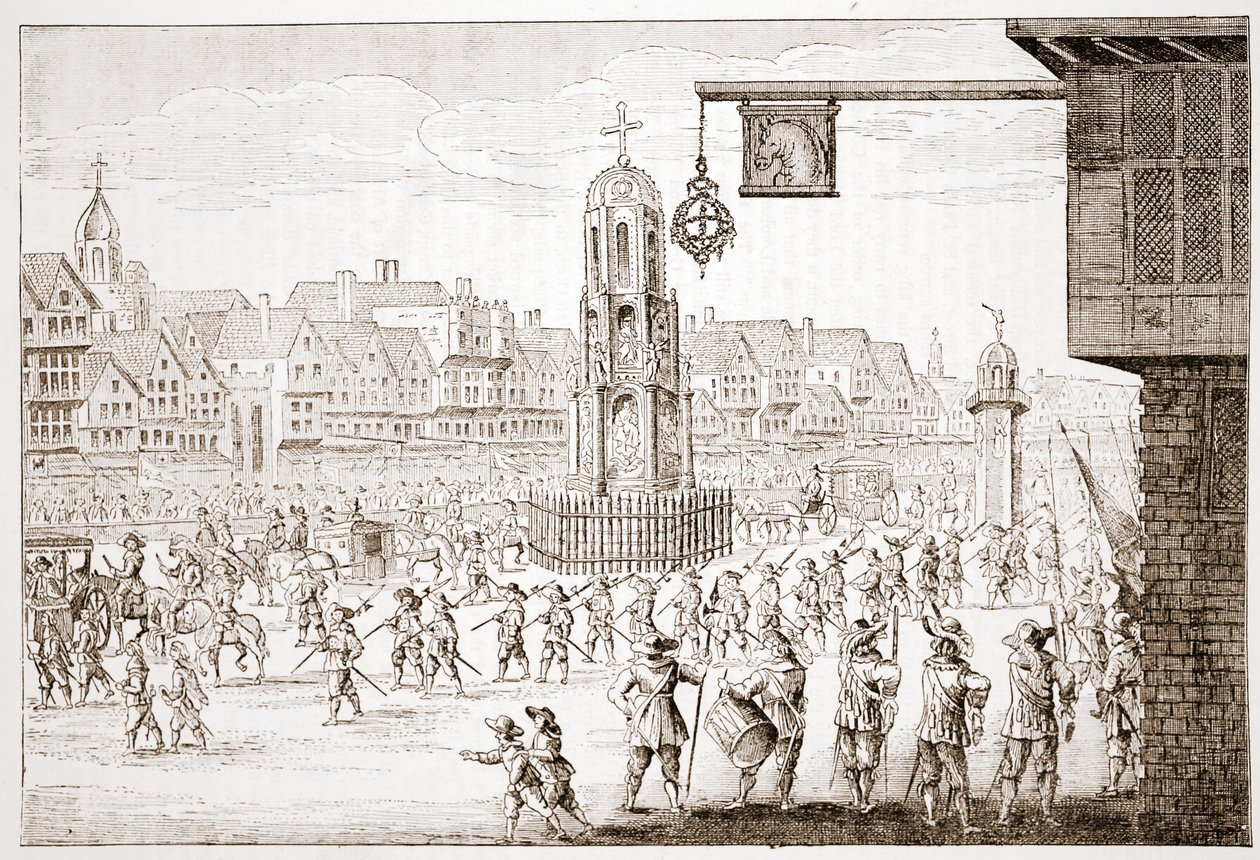 Ancient View of Cheapside by English School