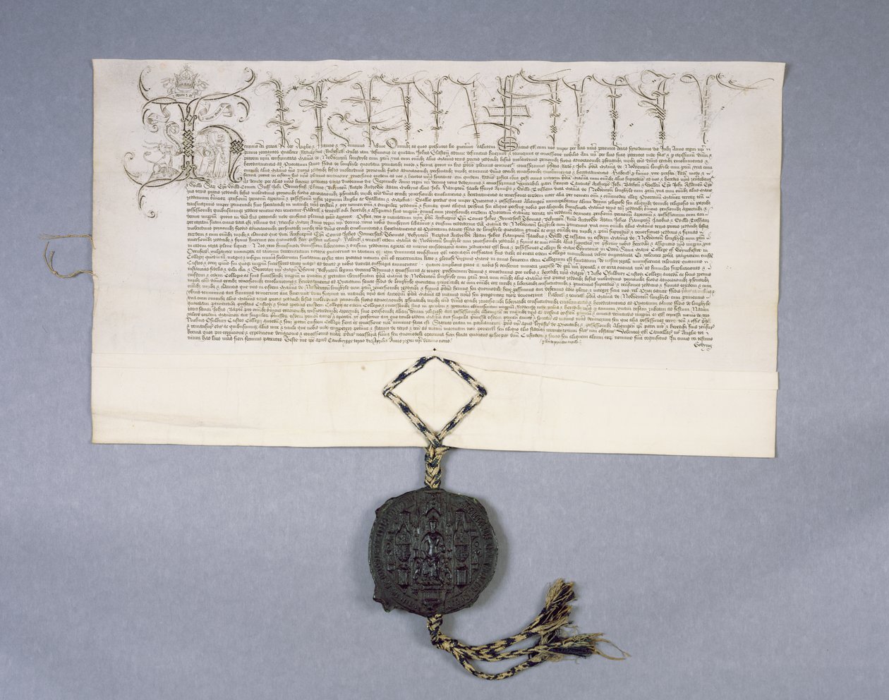 Charter Recording Grant by King Henry VI to New College Oxford of the Estates of Newton Longville, 1441 by English School