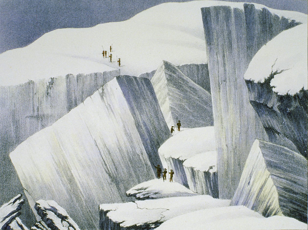 Ascending a Cliff, from A Narrative of an Ascent to the Summit of Mont Blanc by Charles Fellows, published 1827 by English School