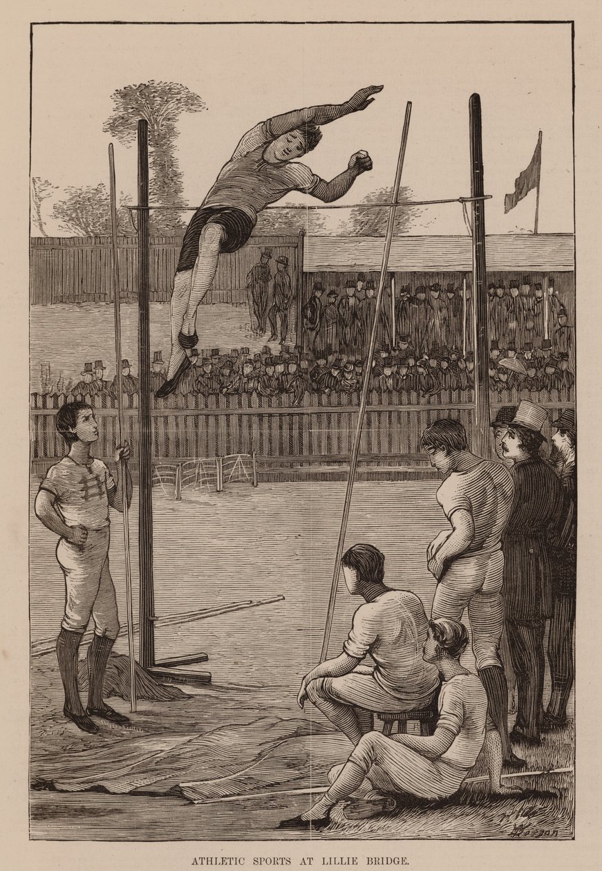 Athletic Sports at Little Bridge, "Pole Leaping" by English School