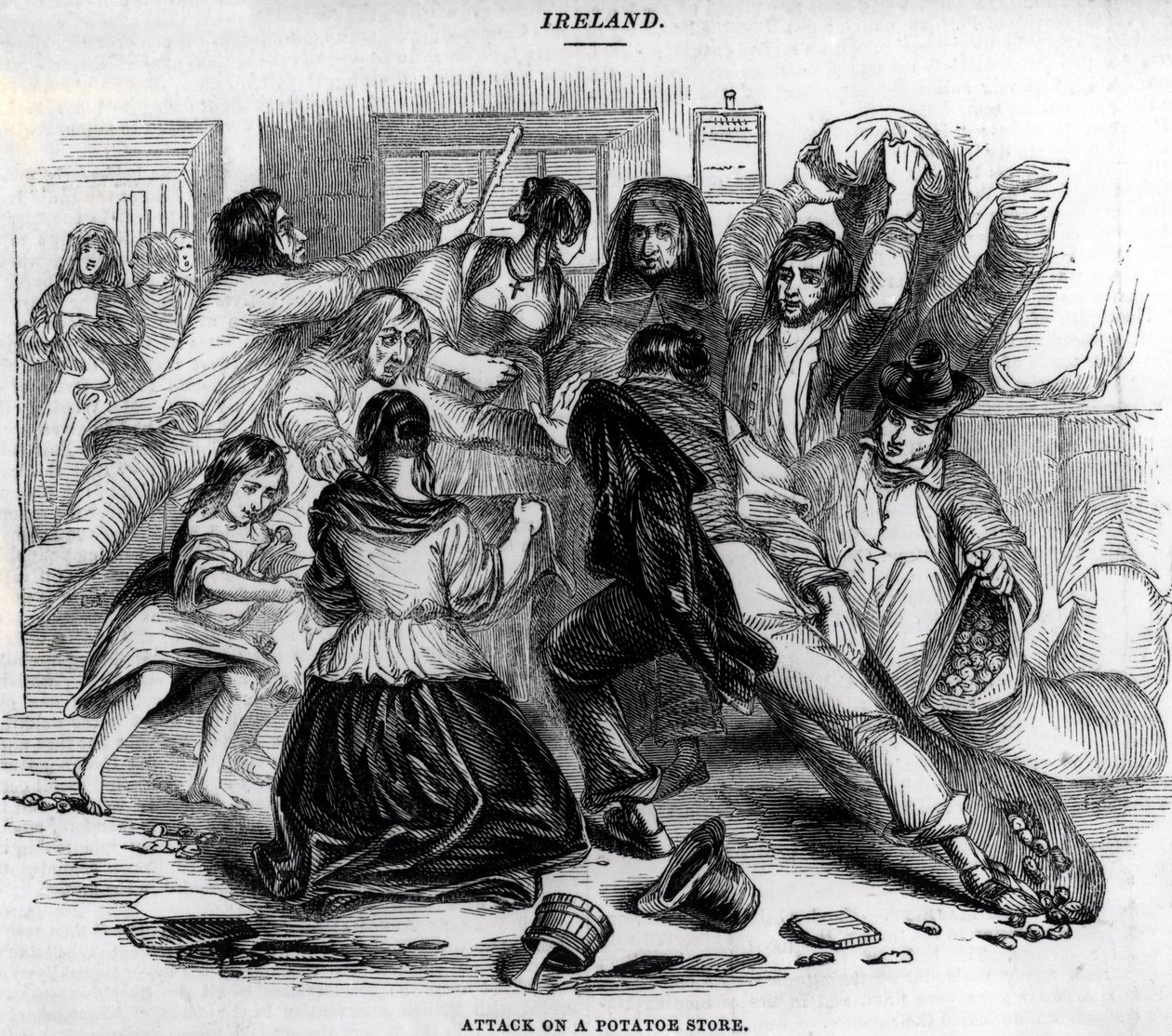 Attack on a Potato Store in Ireland by English School