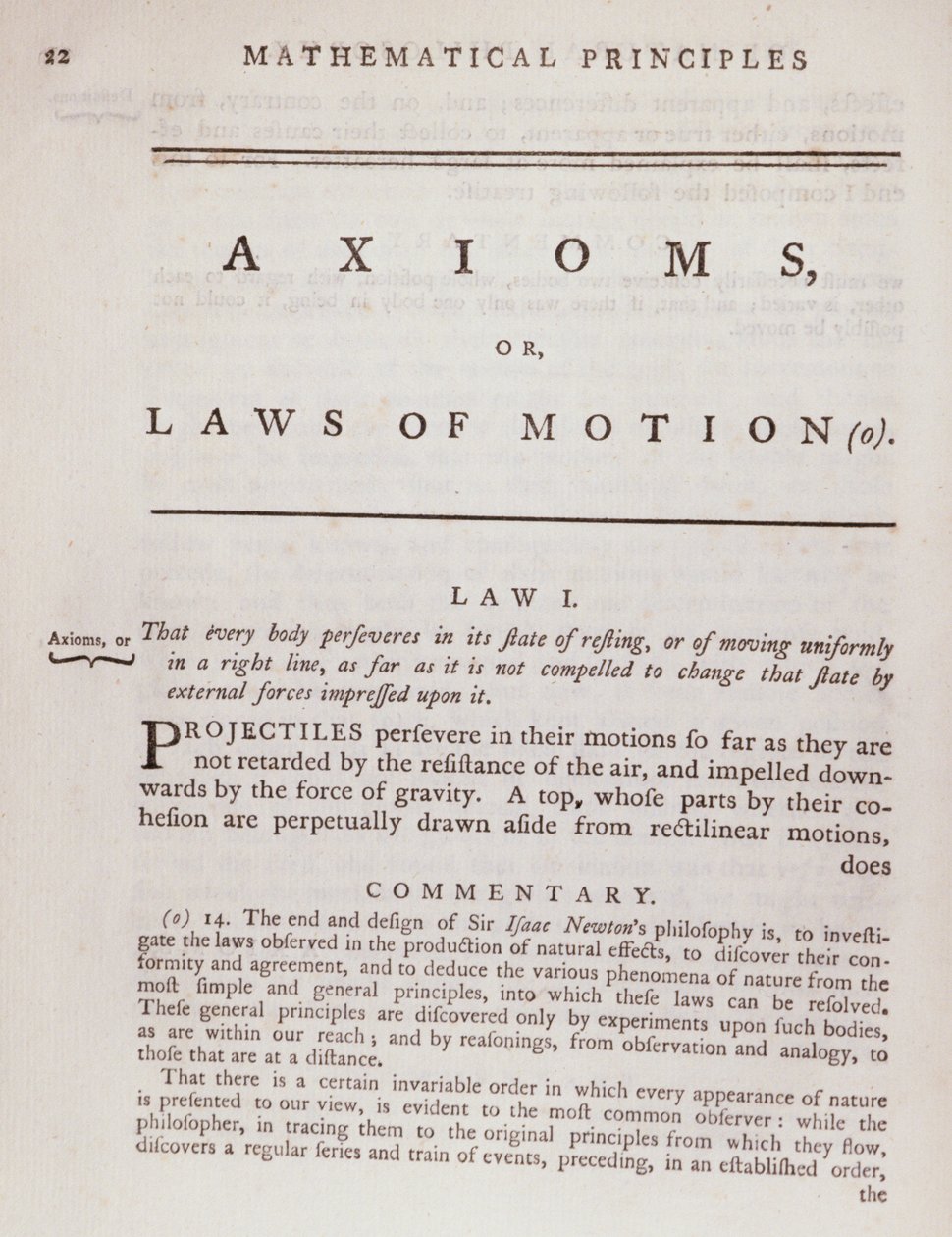 Axioms, or Laws of Motion, from Volume I of The Mathematical Principles of Natural Philosophy by Sir Isaac Newton 1777 by English School