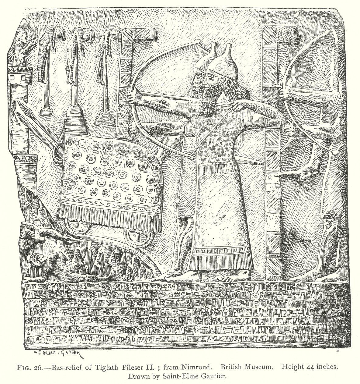 Bas-Relief of Tiglath Pileser II; from Nimroud. British Museum by English School