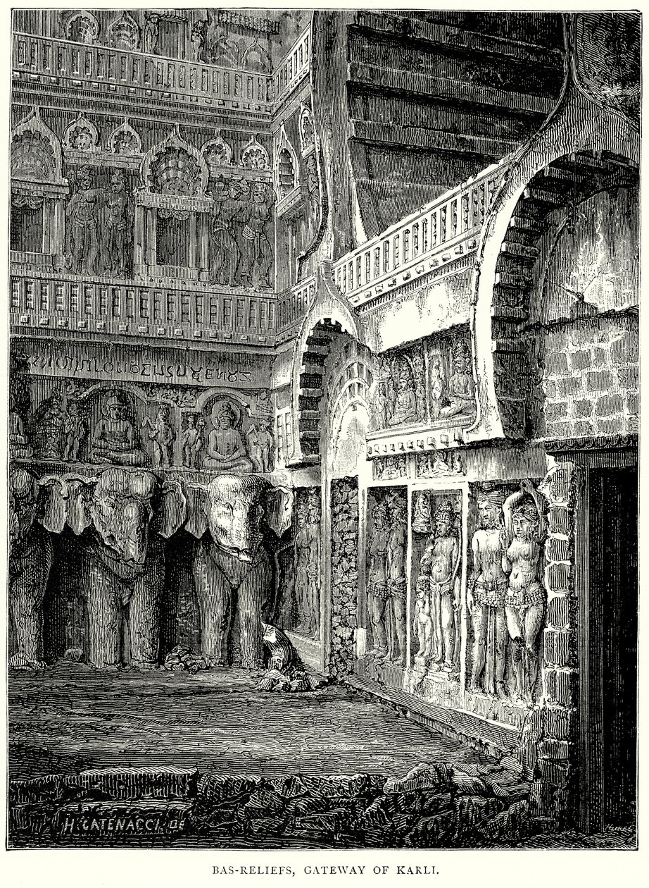 Bas-Reliefs, Gateway of Karli by English School