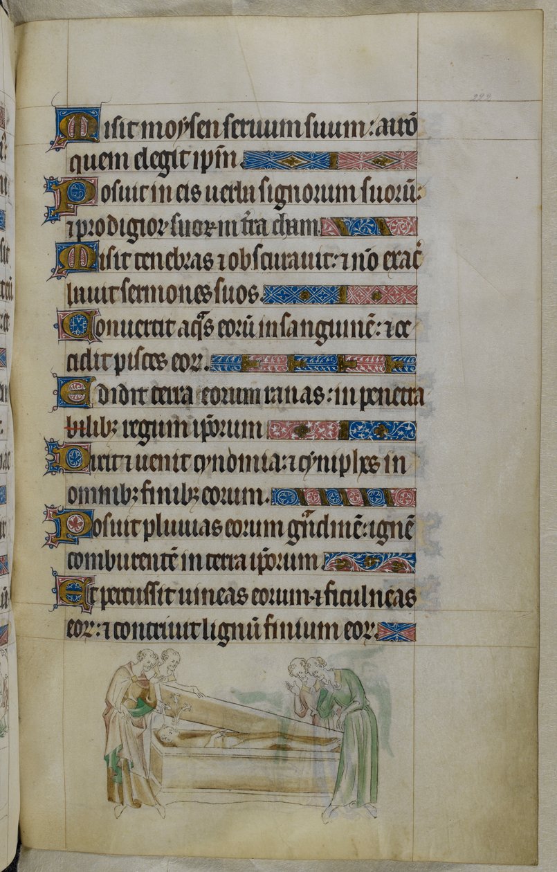 Bas-de-page scene of a knight, who had become a Cistercian and could learn no Latin other than the words 