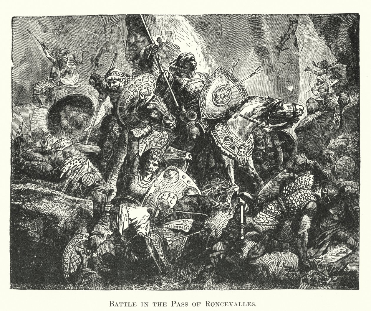 Battle in the Pass of Roncevalles by English School