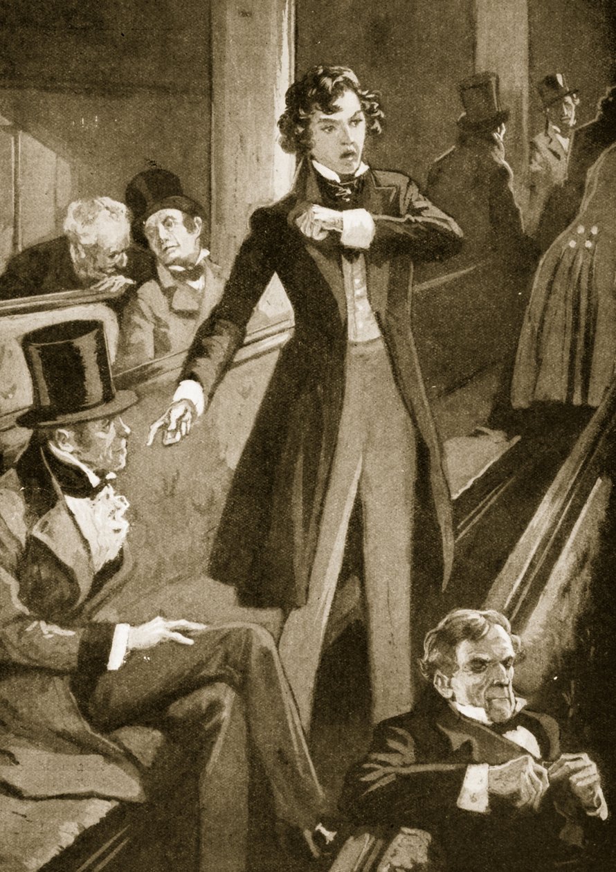 Benjamin Disraeli making his first speech in the House by English School