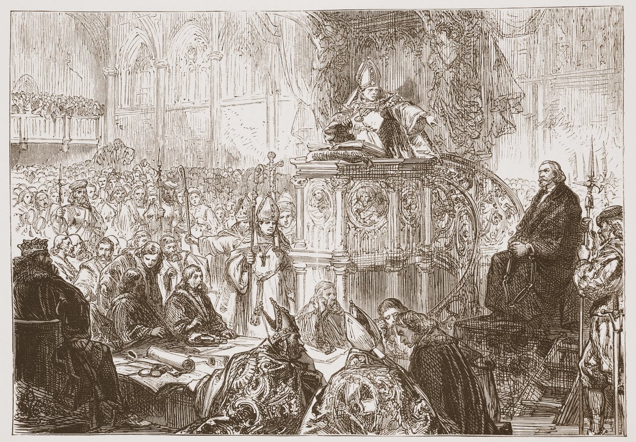 Bishop of Lodi preaching at the trial of Huss by English School