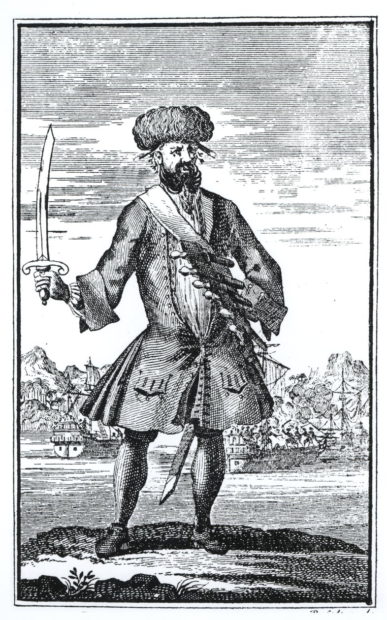 Blackbeard the Pirate, from A General History of the Robberies and Murders of the most Notorious Pyrates by Captain Charles Johnson, published 1724 by English School