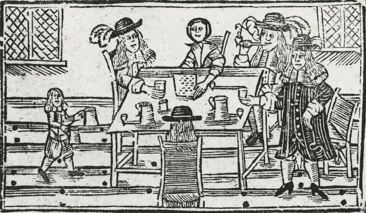 Boardgame and drinking at tavern by English School